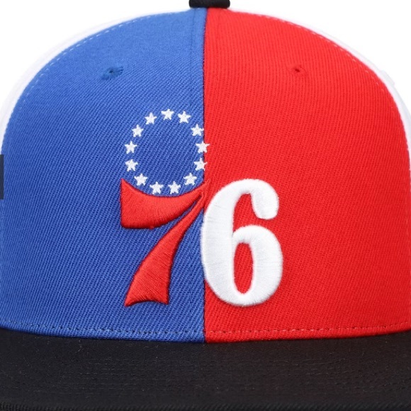 Philadelphia 76ers Mitchell & Ness 
 Pinwheel Stripe
Snanhack Hat - Royal - Picture 2 of 2